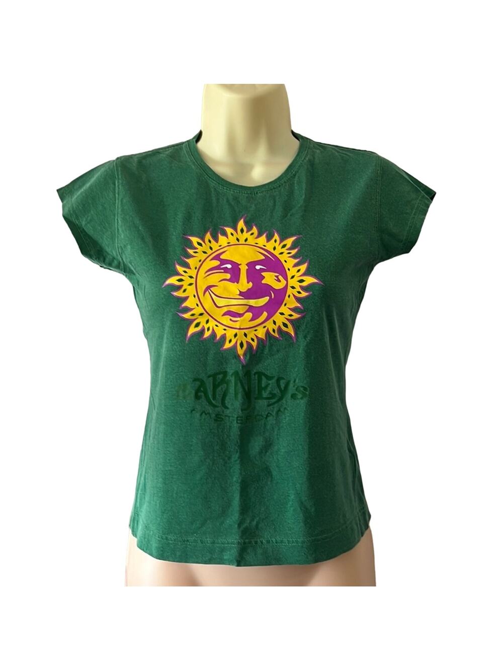 Barney’s Amsterdam Green Tee Shirt Size Small Baby Slim Fit Sunshine Logo